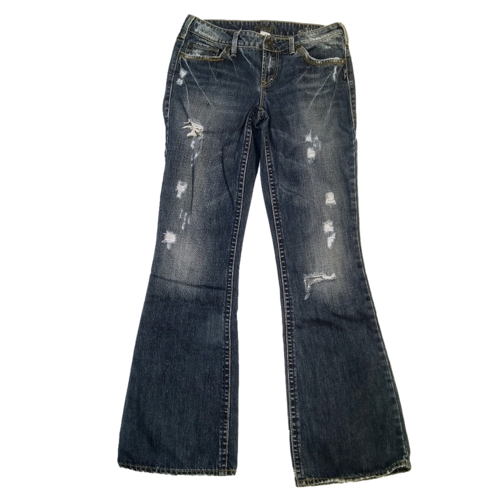 SILVER Jeans Aiko 29x35 Distressed Flare Bootcut Cotton Denim